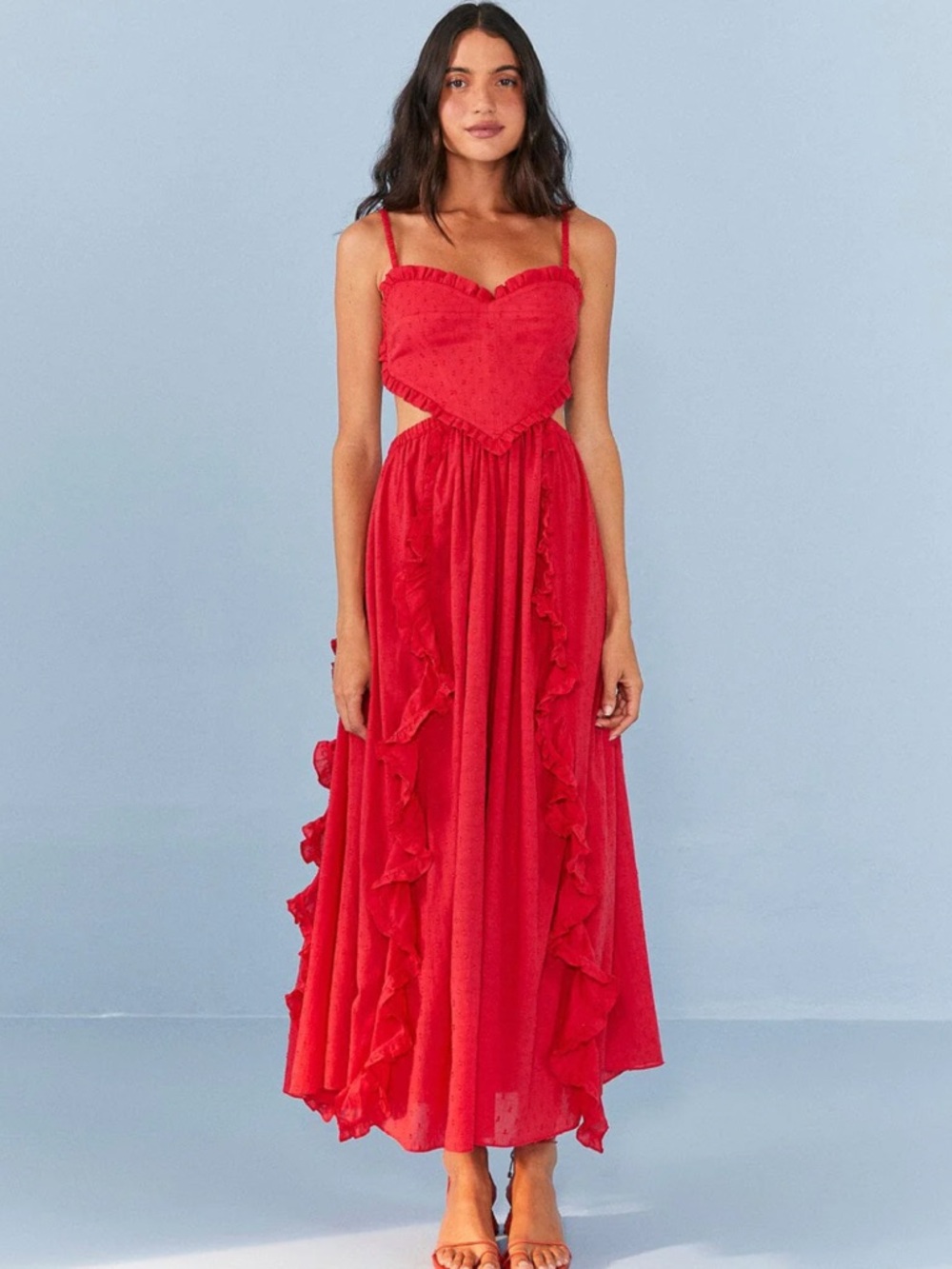 Farm Rio Heart Shaped Bodice Cut Out Maxi Dress